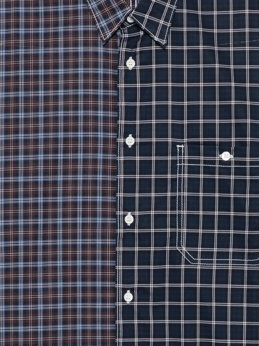 Comme des Garçons Homme Geruit overhemd met vlakken Blauw