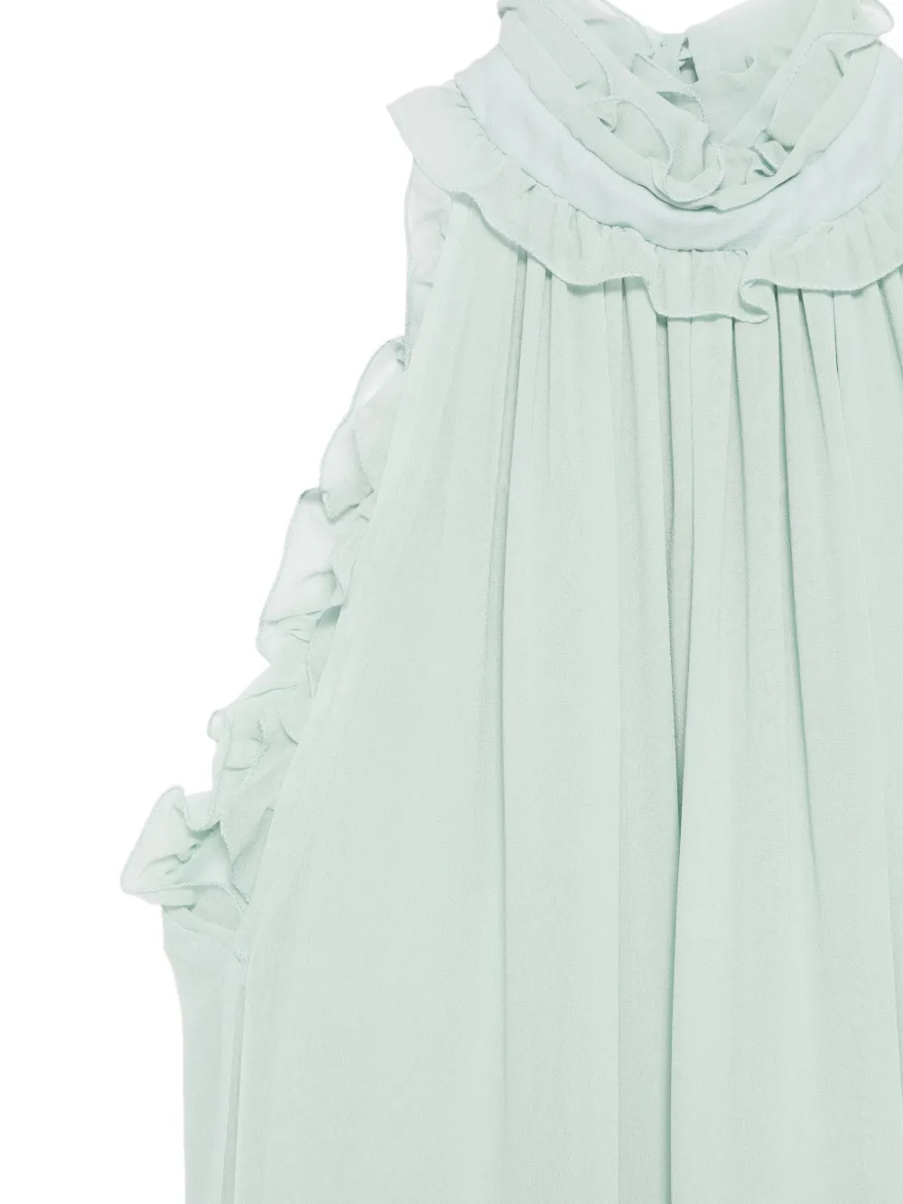  Costarellos Ruffled Halterneck Top - Green 