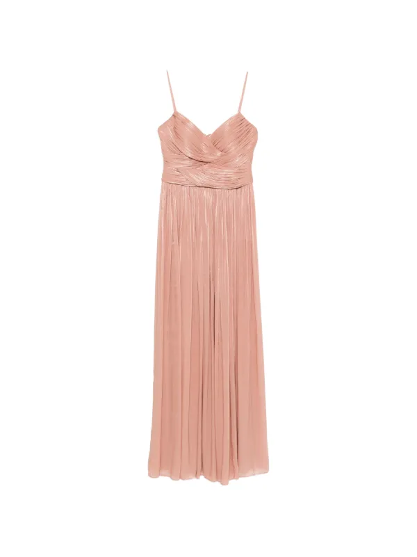 costarellos pink dress Costarellos Pleated Maxi Dress