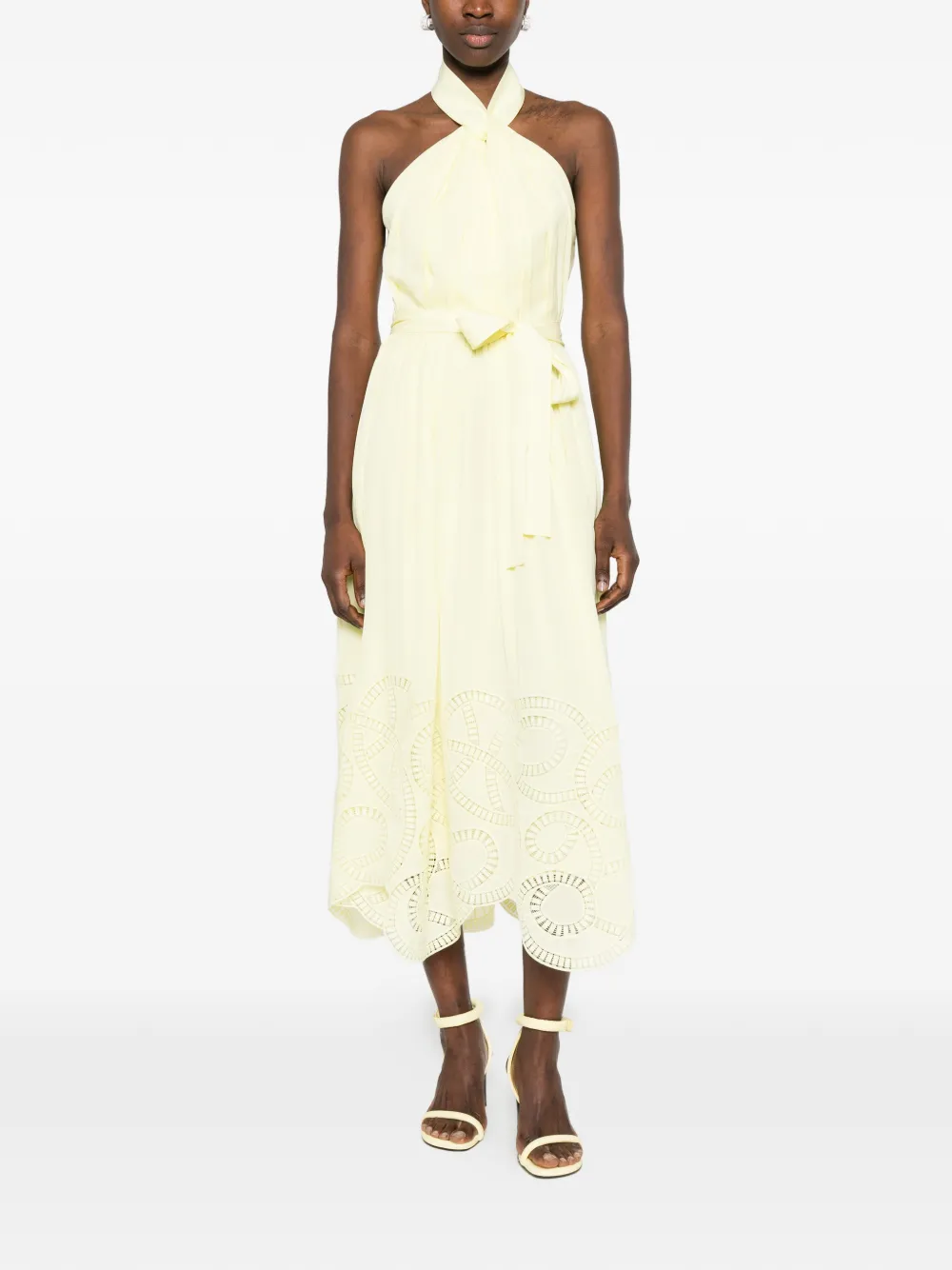 Elie Saab Midi-jurk met gestrikte hals Geel