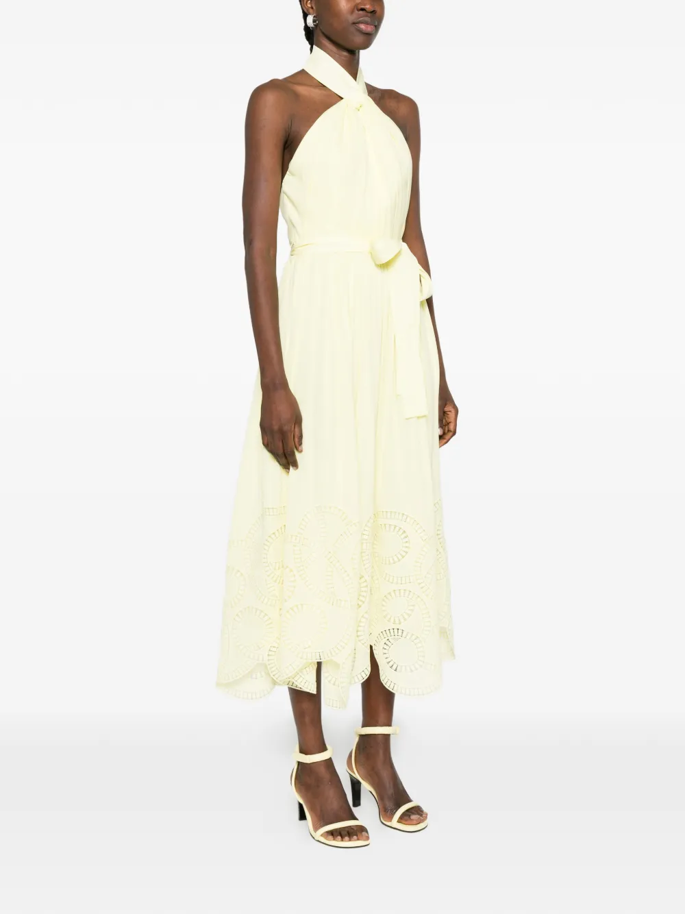 Elie Saab Midi-jurk met gestrikte hals Geel