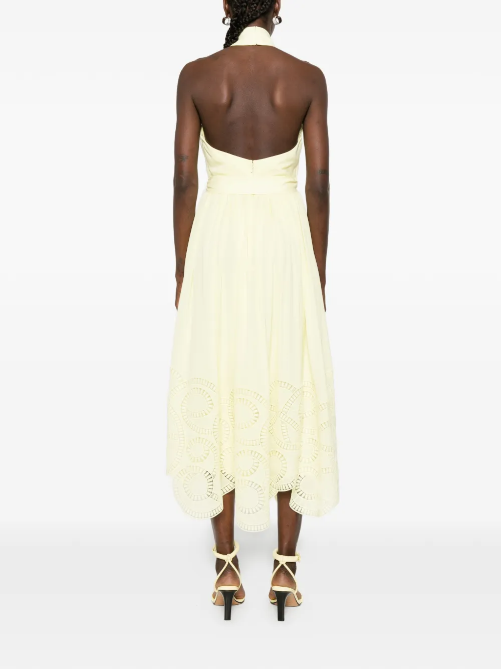 Elie Saab Midi-jurk met gestrikte hals Geel