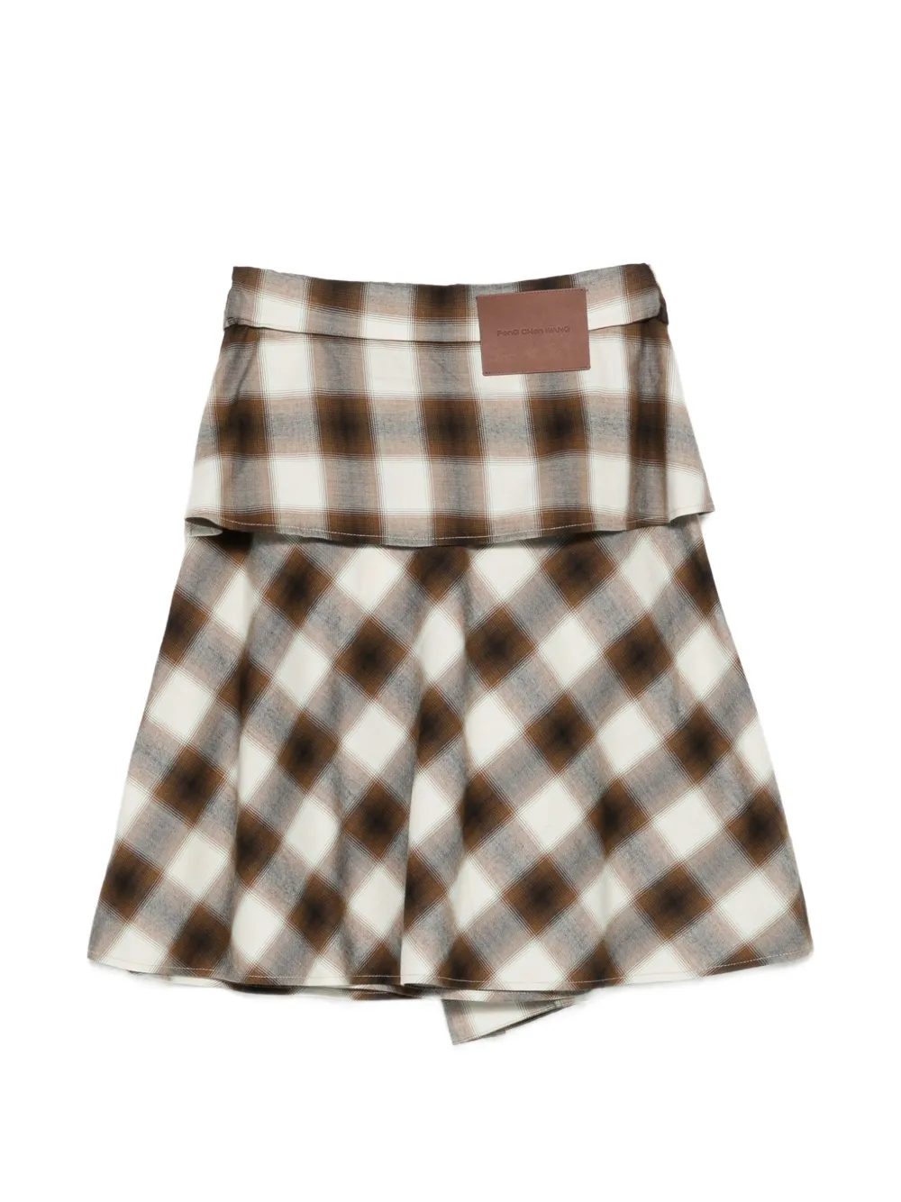 Feng Chen Wang Plaid-pattern Tie-fastening Mini Skirt - Brown 