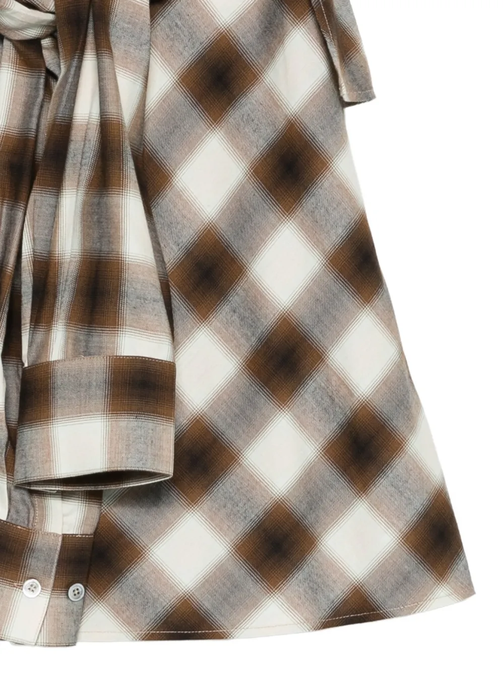  Feng Chen Wang Plaid-pattern Tie-fastening Mini Skirt - Brown 