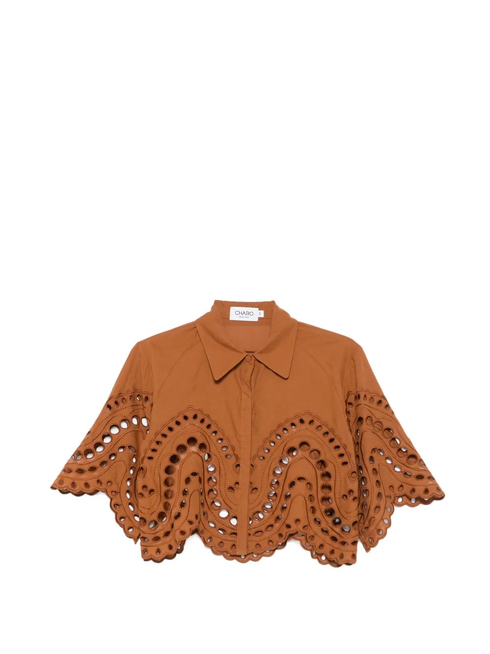 Charo Ruiz Ibiza Storm broderie-anglaise cropped shirt - Braun
