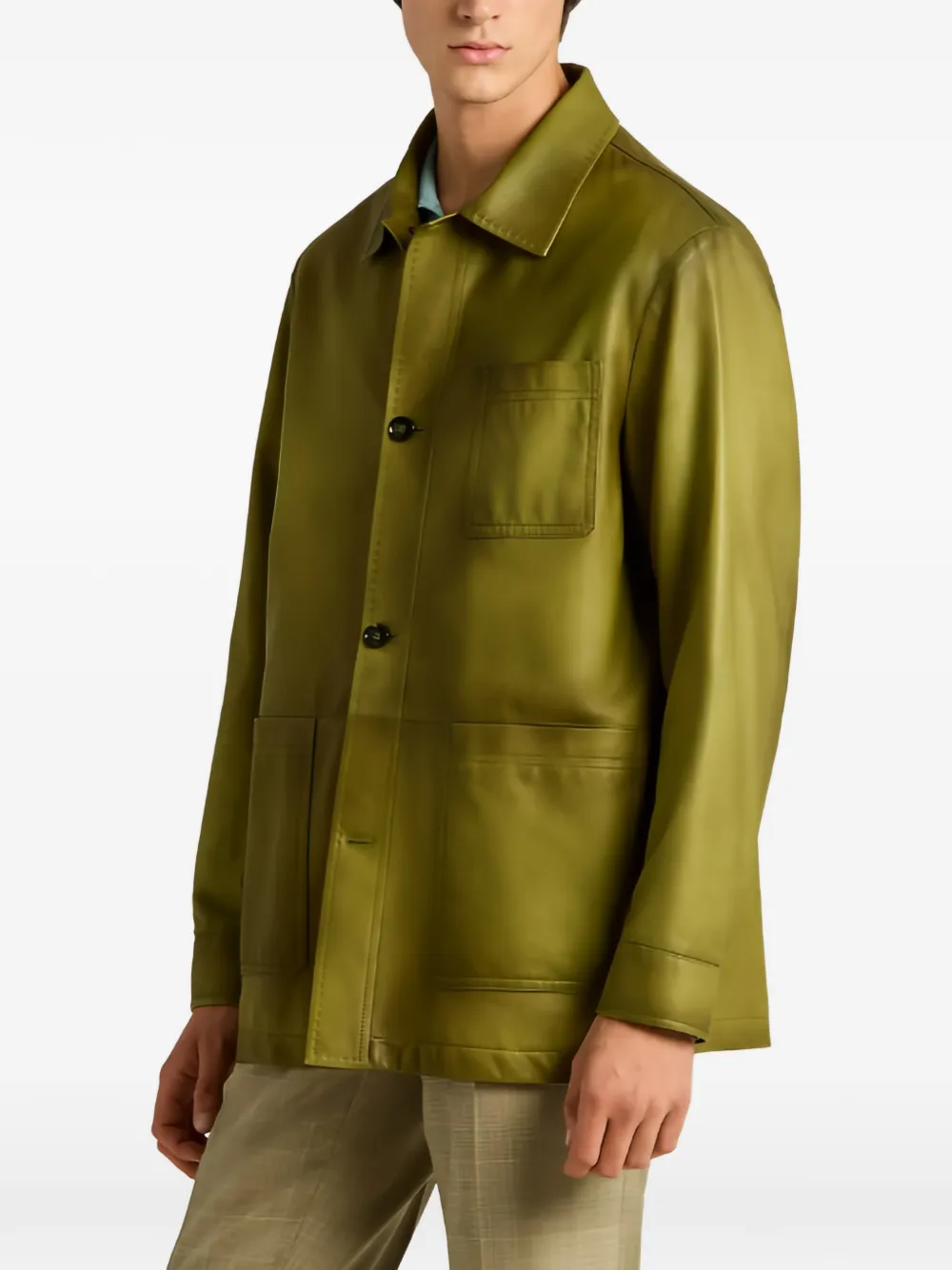 Kiton Shirtjack met knoopsluiting Groen