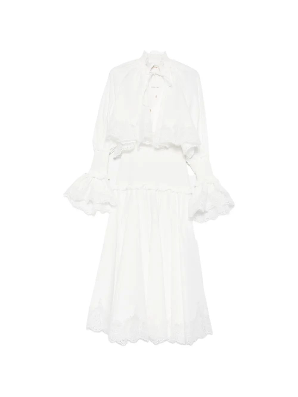 ZIMMERMANN Alchemy lace-detail ruffle midi dress - Bianco