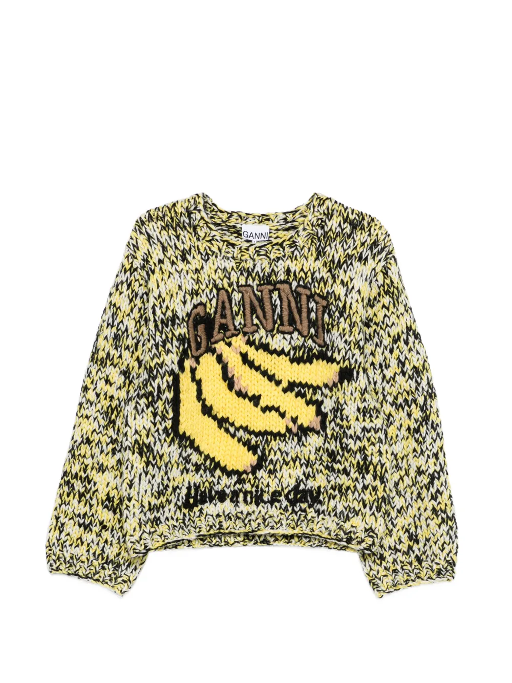 GANNI graphic-print intarsia sweater - Giallo