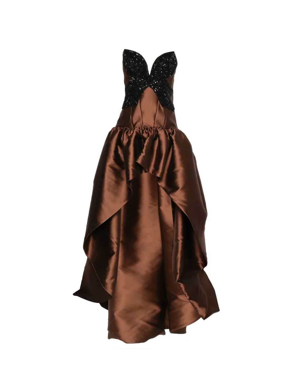 Costarellos Abito asimmetrico senza spalline - Marrone