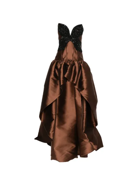 Costarellos embellished strapless asymmetric dress