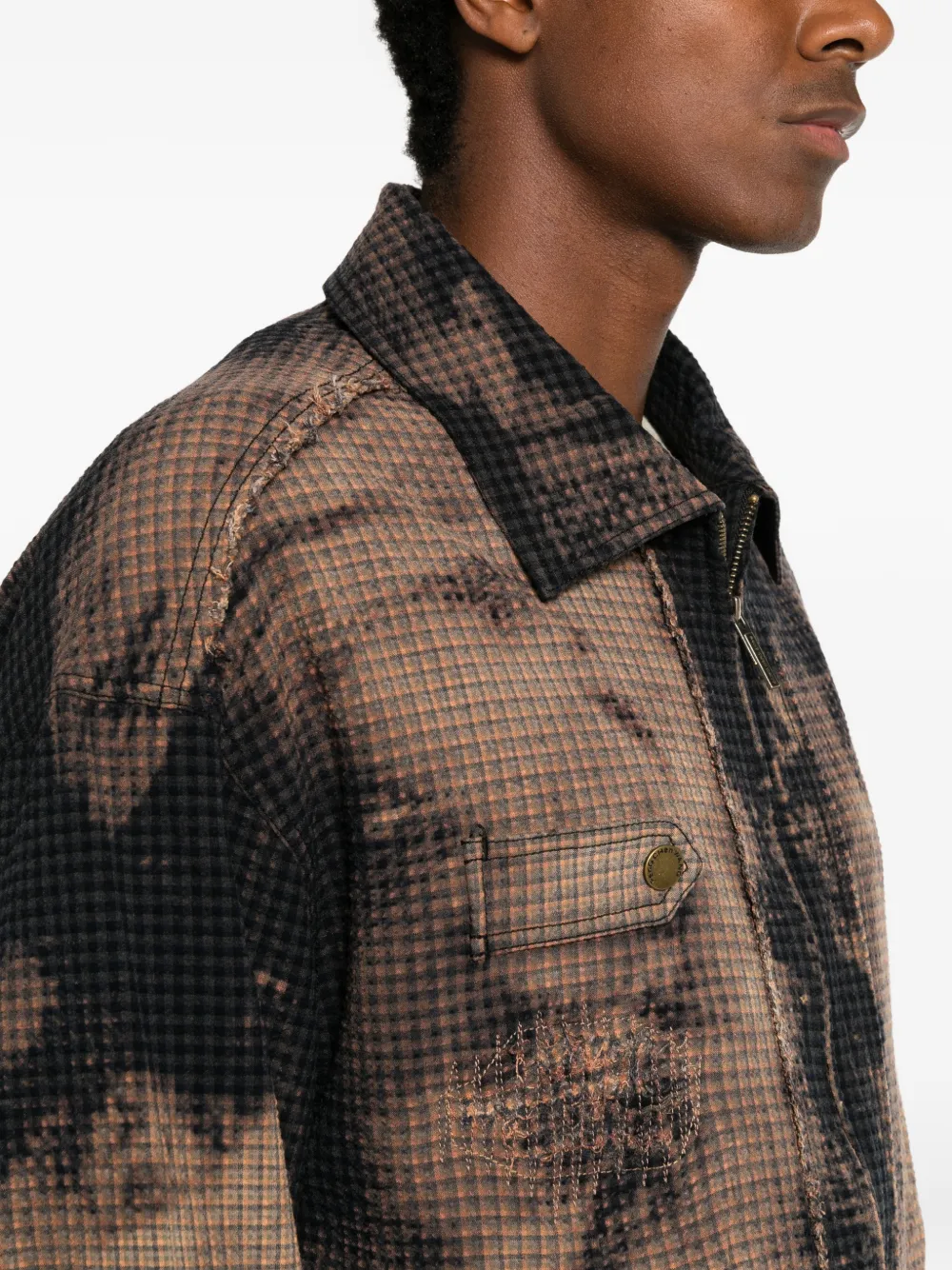 Feng Chen Wang Gerafeld jack met tie-dye Zwart
