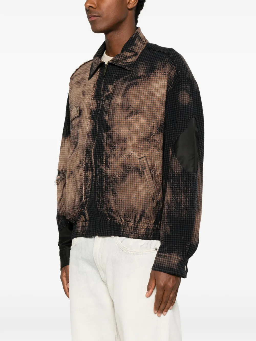 Feng Chen Wang Gerafeld jack met tie-dye Zwart
