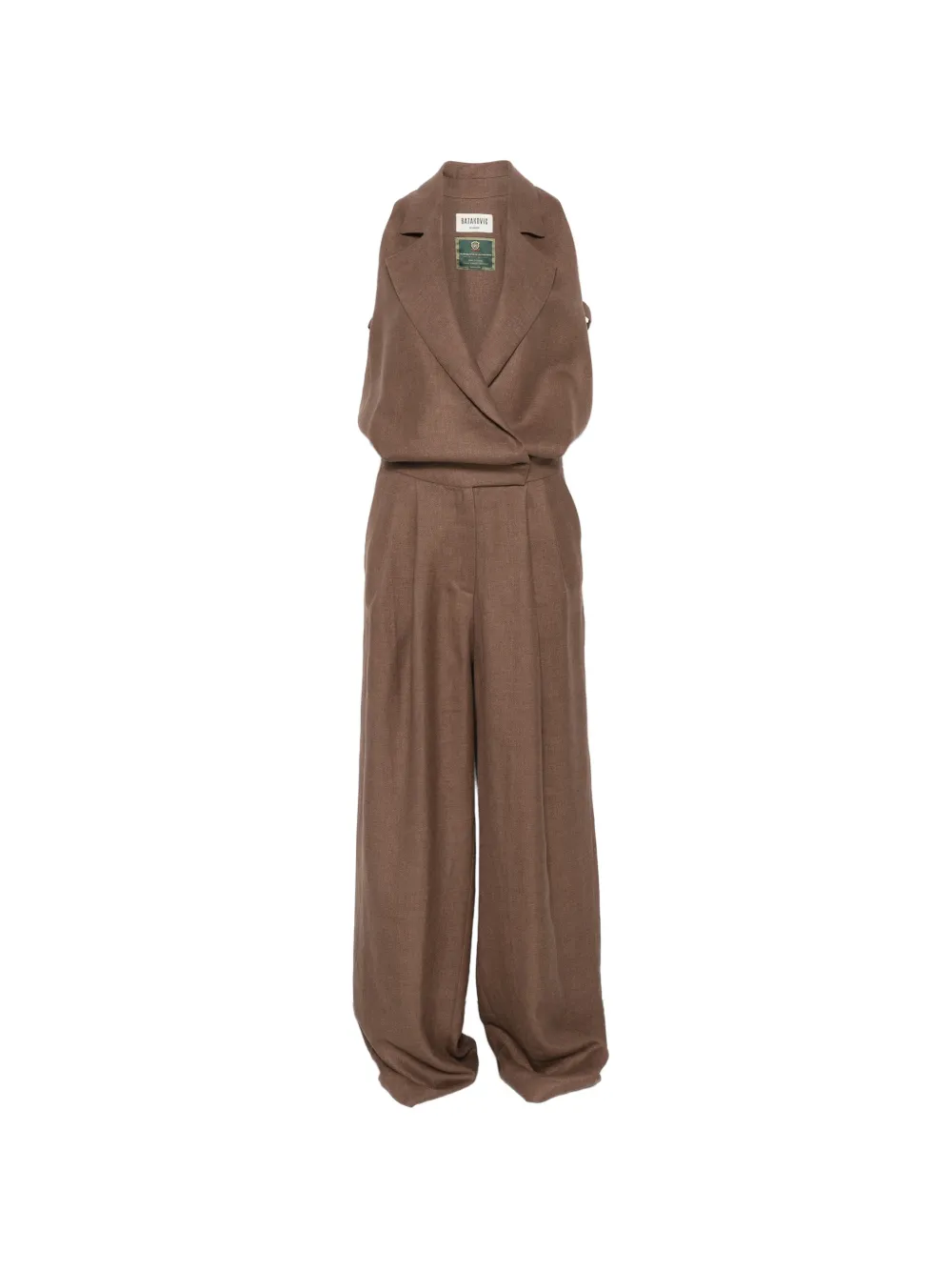 BATAKOVIC Belgrade shawl-collar sleeveless jumpsuit - Marrone