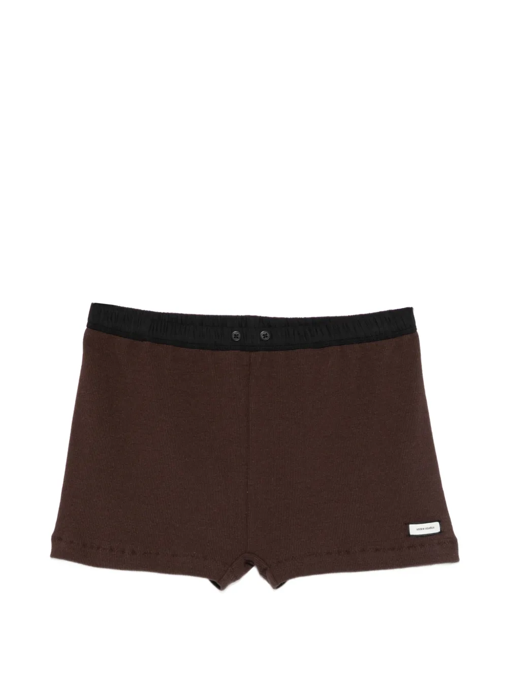 Entire Studios Ribbed-knit Shorts In Brown