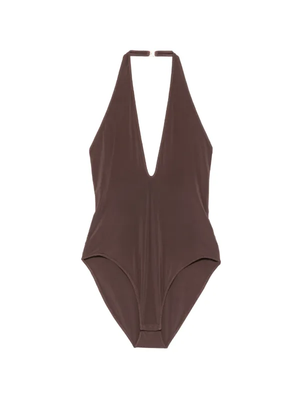 Zimmermann Luna Halter Bodysuit in Brown