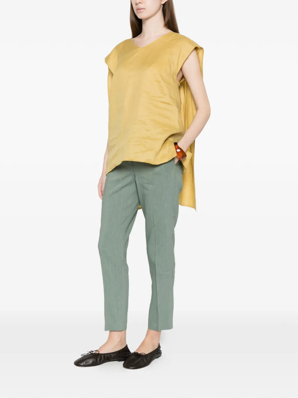  's Max Mara V-neck Long-sleeve Top - Yellow 