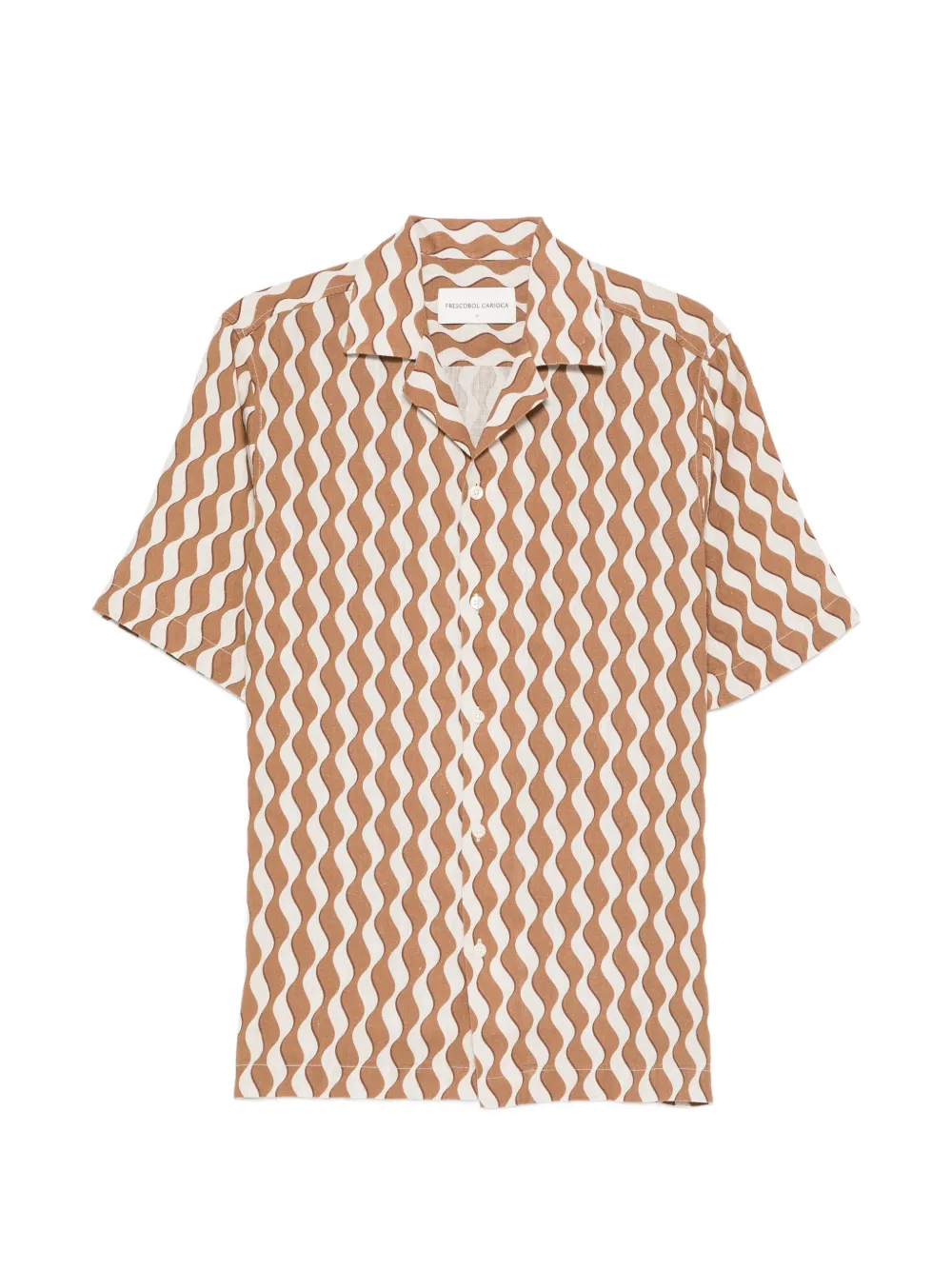 Frescobol Carioca Roberto wave-print short-sleeve shirt - Braun
