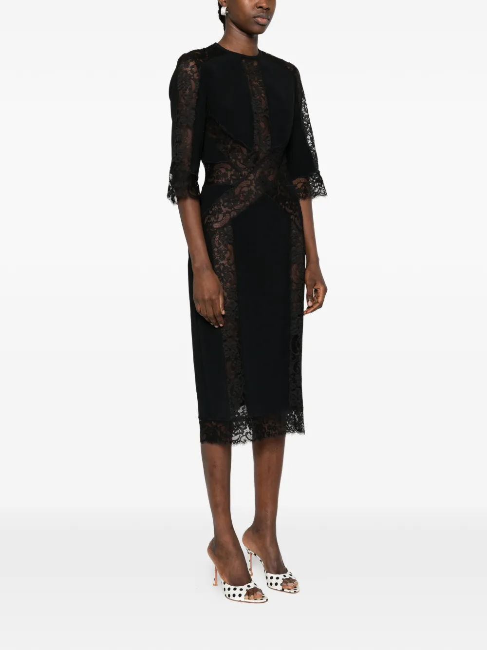 Elie Saab Midi-jurk met kant Zwart