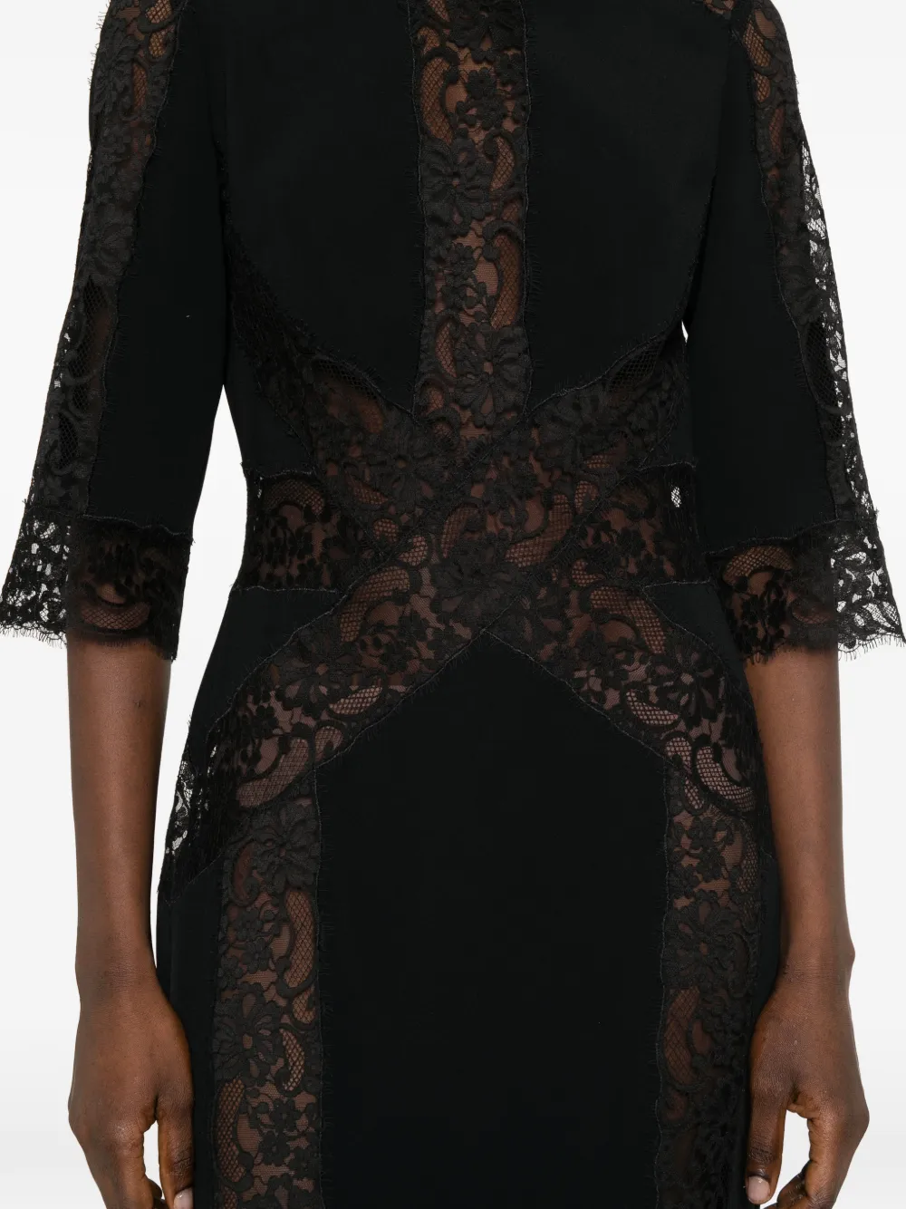 Elie Saab Midi-jurk met kant Zwart