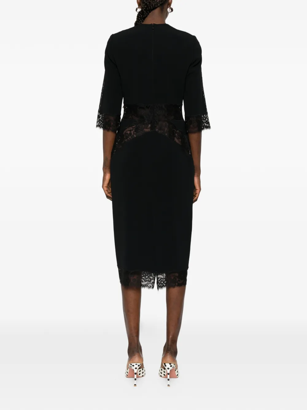 Elie Saab Midi-jurk met kant Zwart