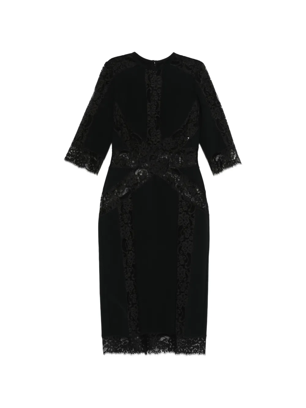 Elie Saab lace-panel midi dress - Nero