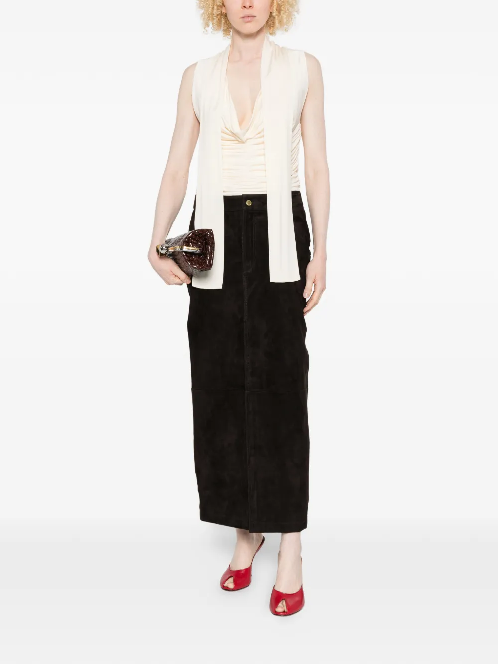  Darkpark Erika Suede Midi Skirt - Brown 