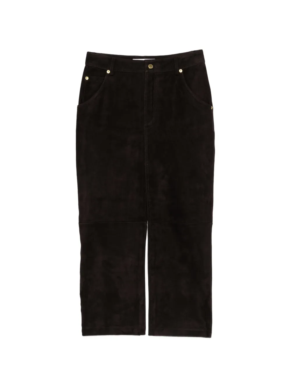 DARKPARK Erika suede midi skirt - Marrone