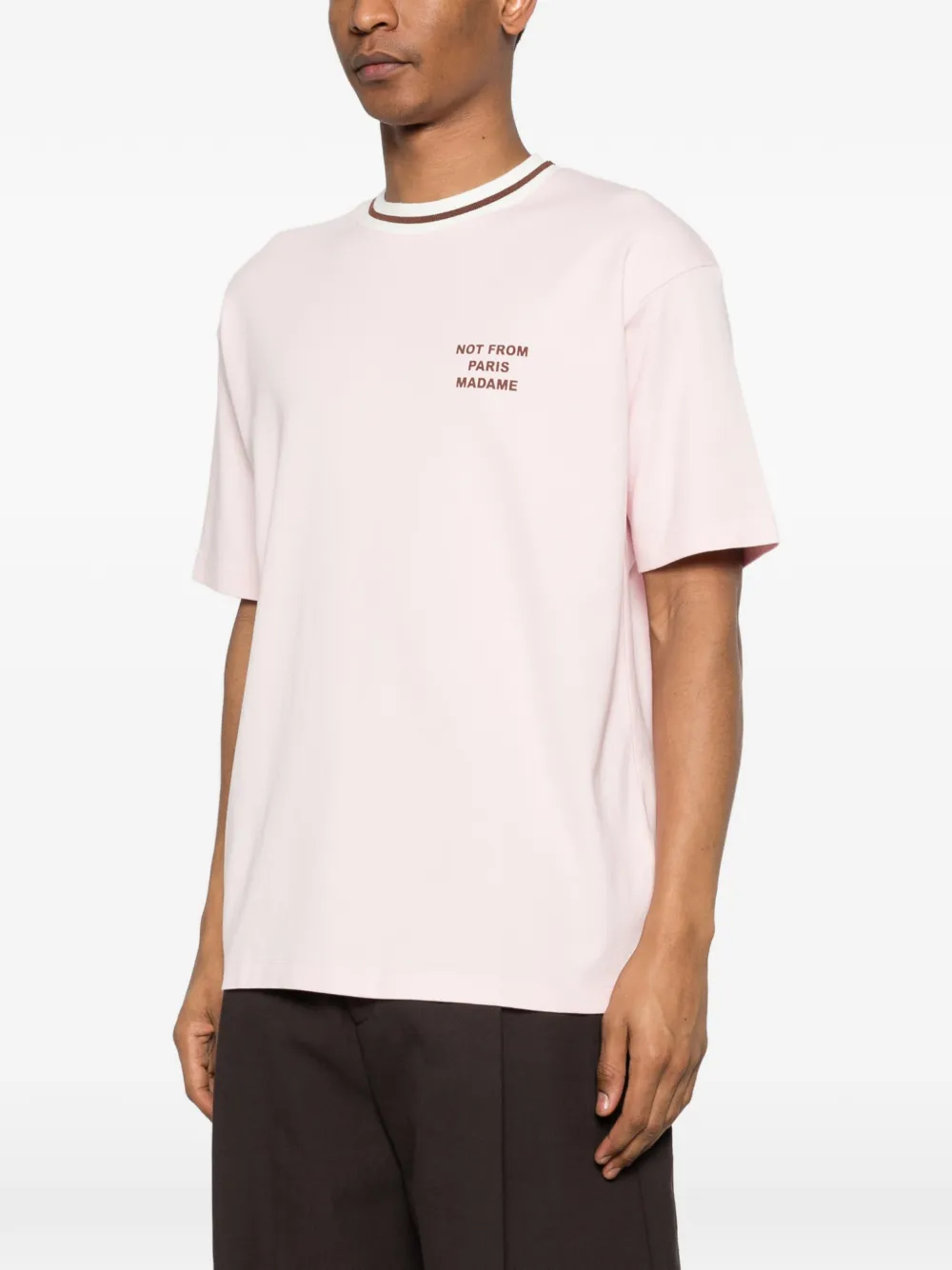 Drôle De Monsieur T-shirt met geribbelde afwerking Roze