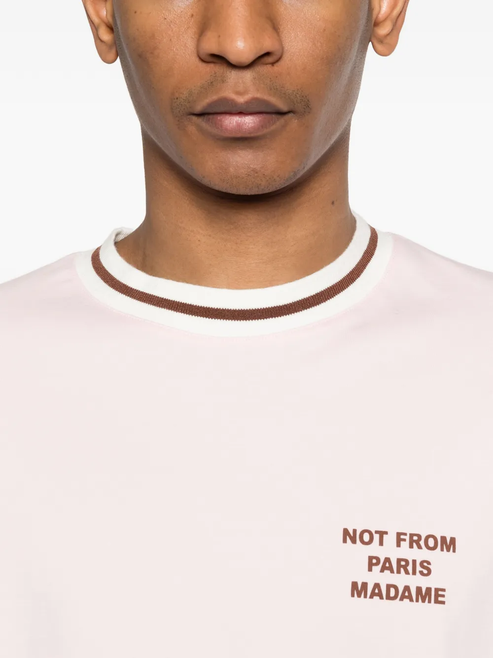Drôle De Monsieur T-shirt met geribbelde afwerking Roze