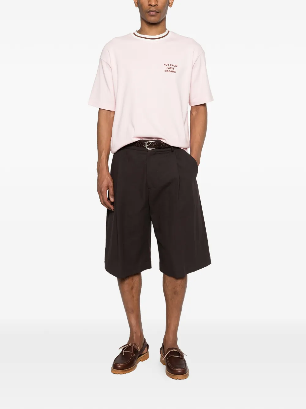 Drôle De Monsieur T-shirt met geribbelde afwerking Roze