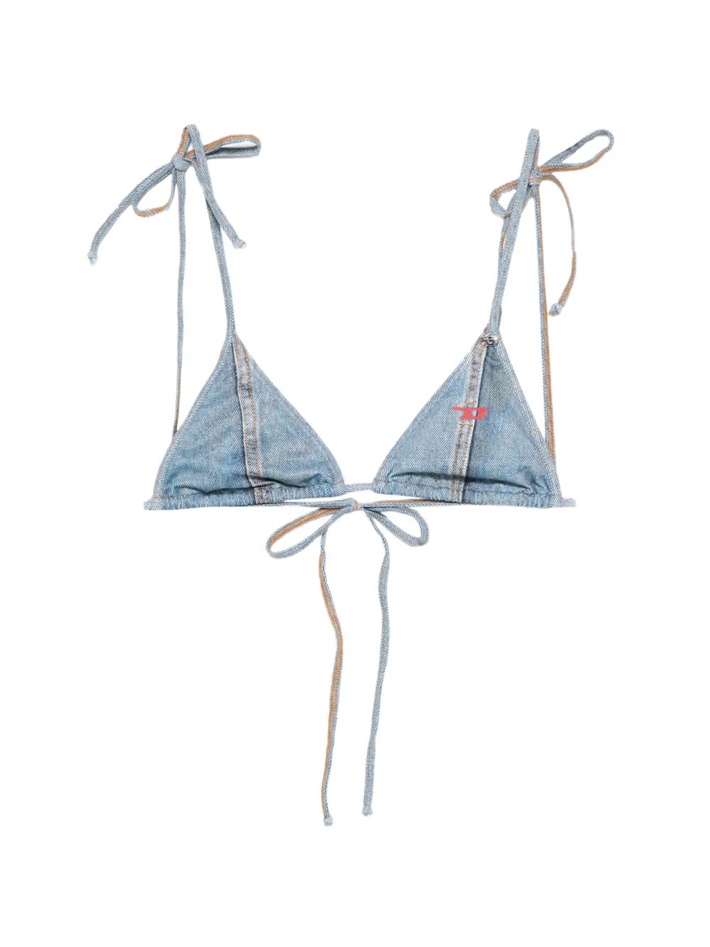Diesel tie detail triangle bikini top - Blu