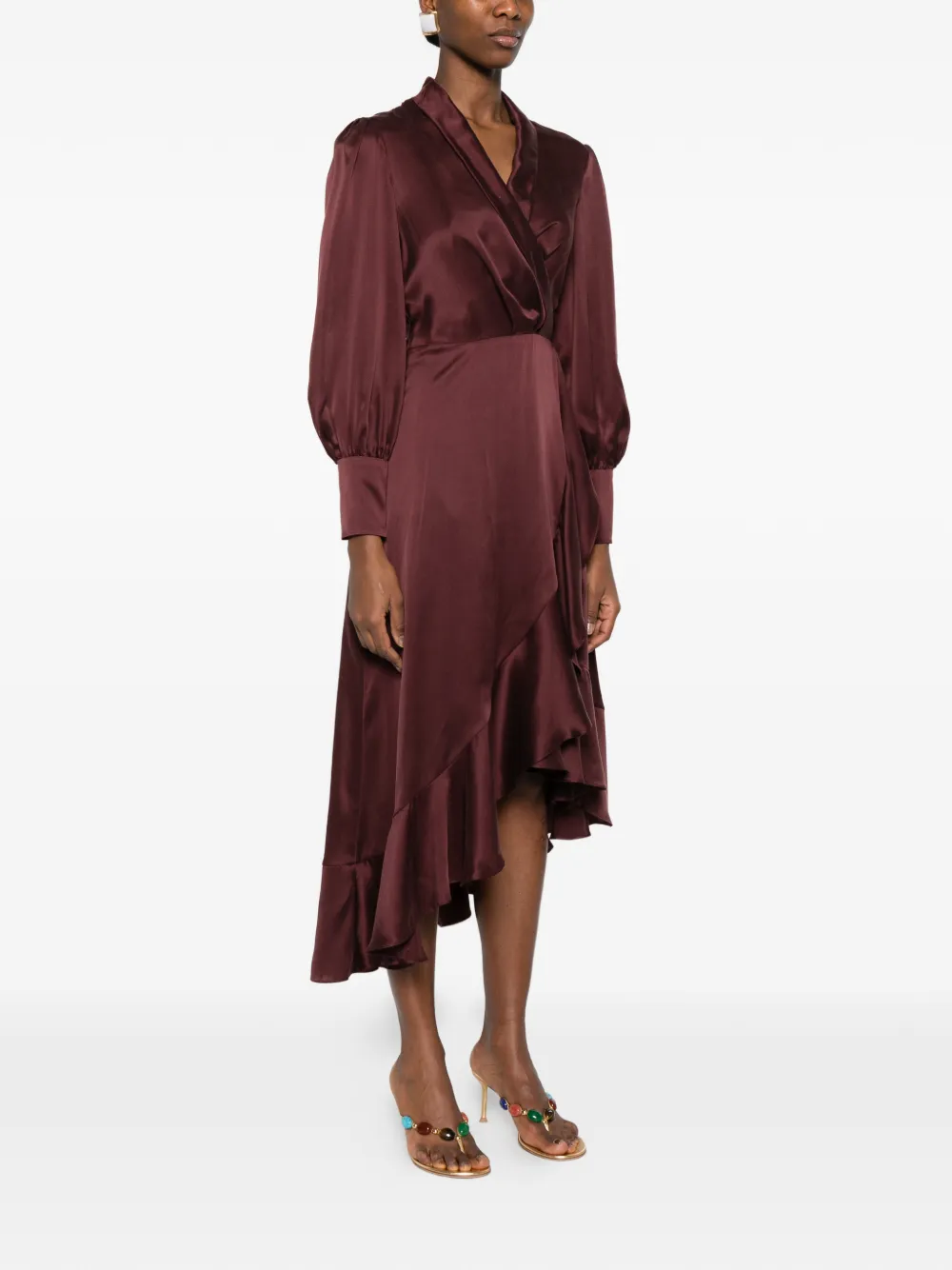 ZIMMERMANN Midi-wikkeljurk met ruches Rood