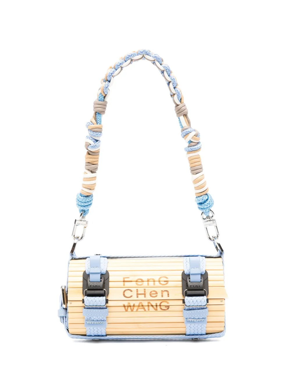 Feng Chen Wang logo-engraved woven-strap clutch bag - Toni neutri