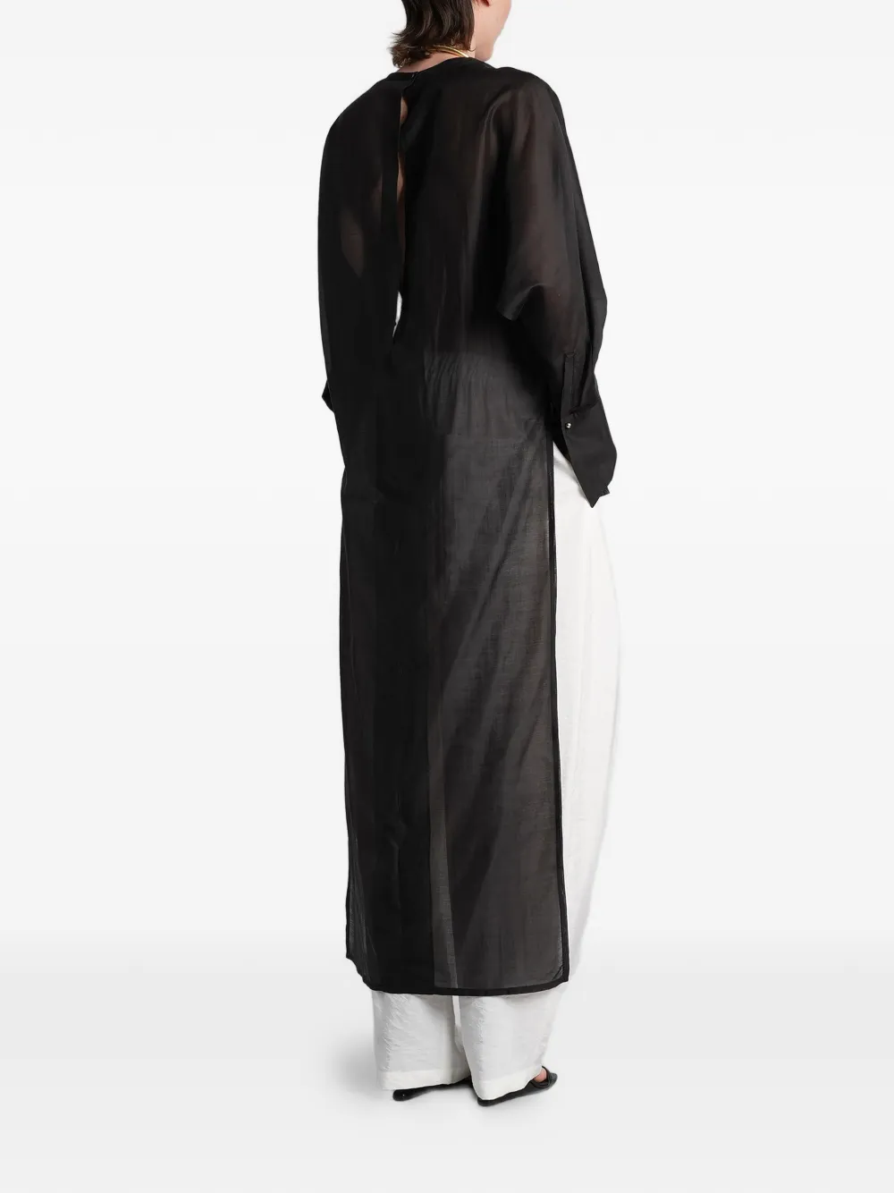 DARKPARK Marine asymmetrische semi-doorzichtige blouse Zwart
