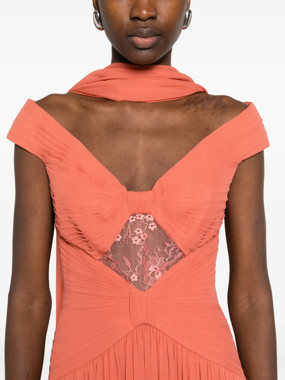 Elie Saab Tweedelige maxi-jurk met borduurwerk Oranje