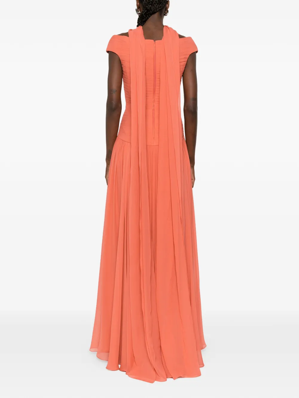 Elie Saab Tweedelige maxi-jurk met borduurwerk Oranje