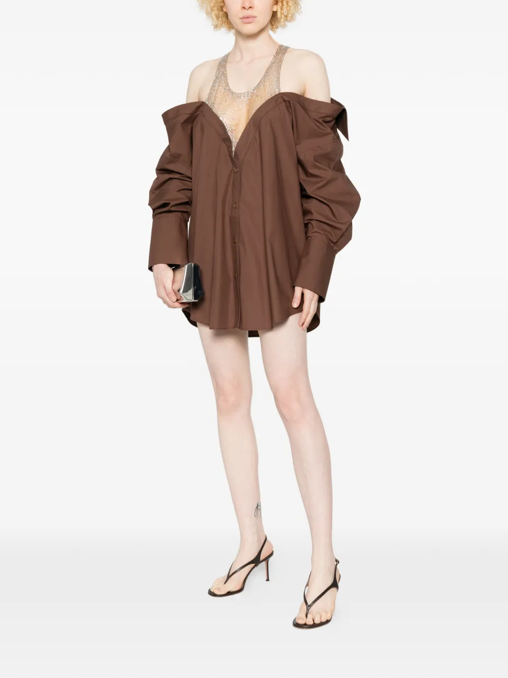  Giuseppe Di Morabito Long-sleeve Mini Dress - Brown 