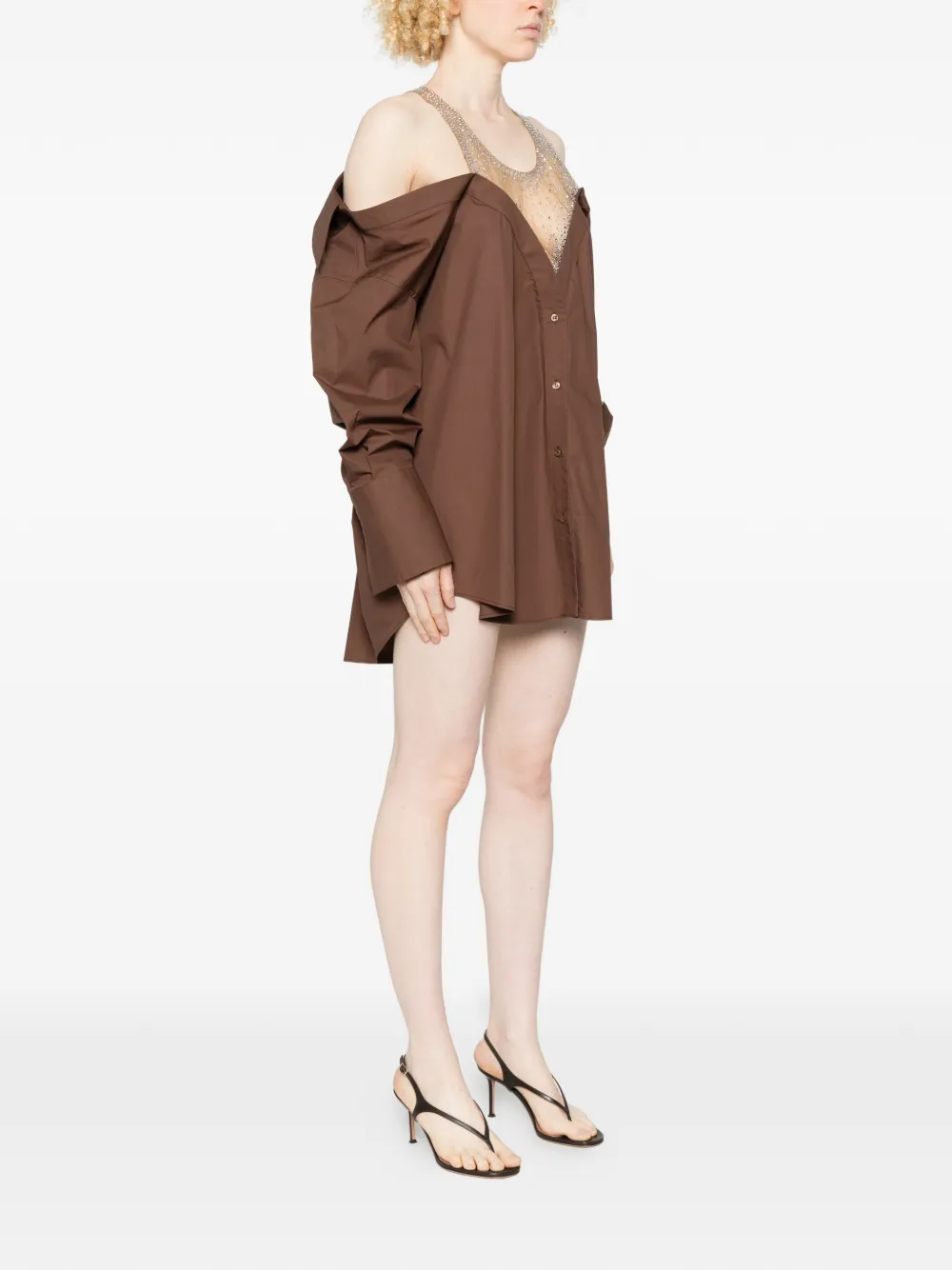  Giuseppe Di Morabito Long-sleeve Mini Dress - Brown 