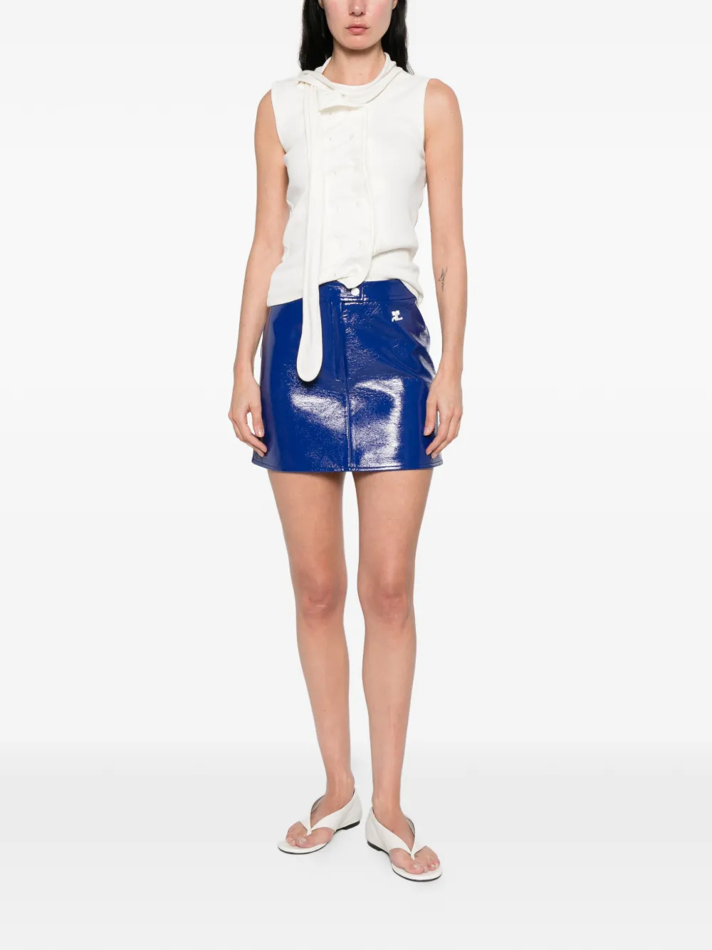  Courrèges Logo Button Skirt - Blue 