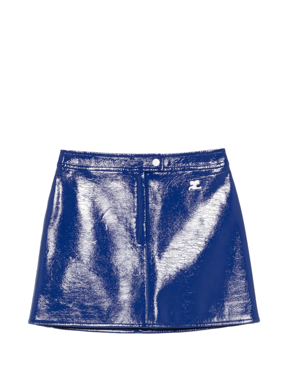 Courrèges logo button skirt - Blu