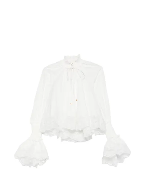 ZIMMERMANN Alchemy lace-trim gathered shirt