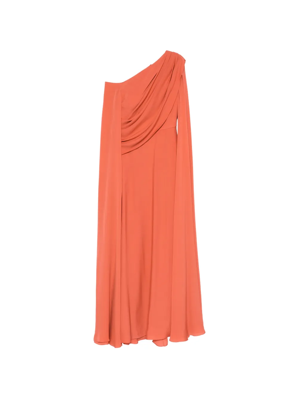 Elie Saab Double Georgette Draped One-shoulder Maxi Dress In Nude