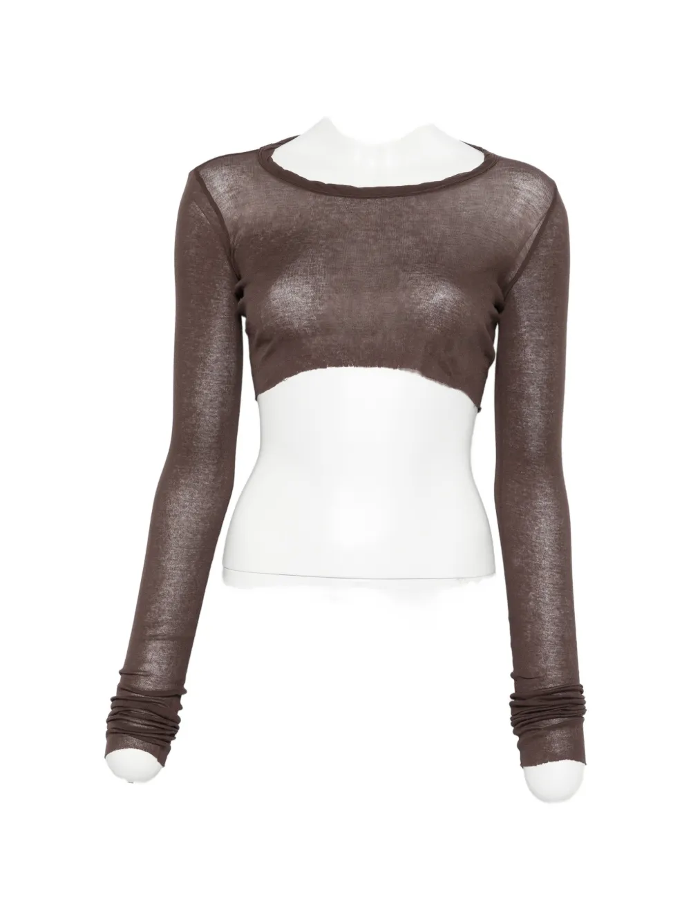 Rick Owens long-sleeve crop top - Marrone