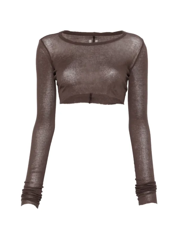 Rick Owens ロングスリーブ クロップド トップ | ブラウン | FARFETCH JP