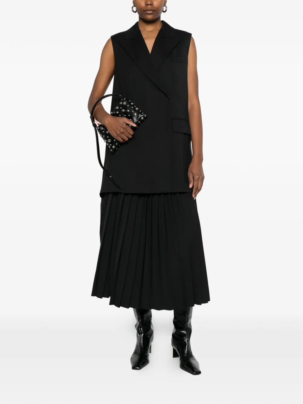  Sportmax Belted Pleated Midi Skirt - Black 
