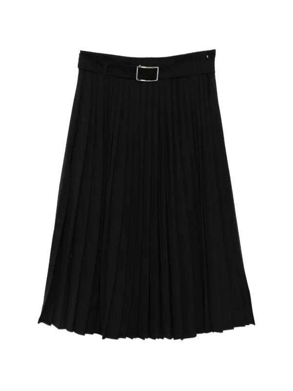 Sportmax Belted Pleated Midi Skirt in Black