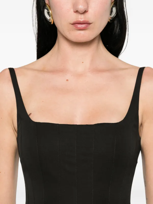 Jacquemus La Agave Pleated Midi Dress | Black | FARFETCH SG