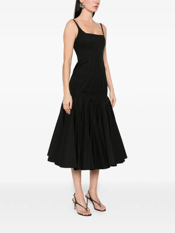 Jacquemus La Agave Pleated Midi Dress | Black | FARFETCH SG