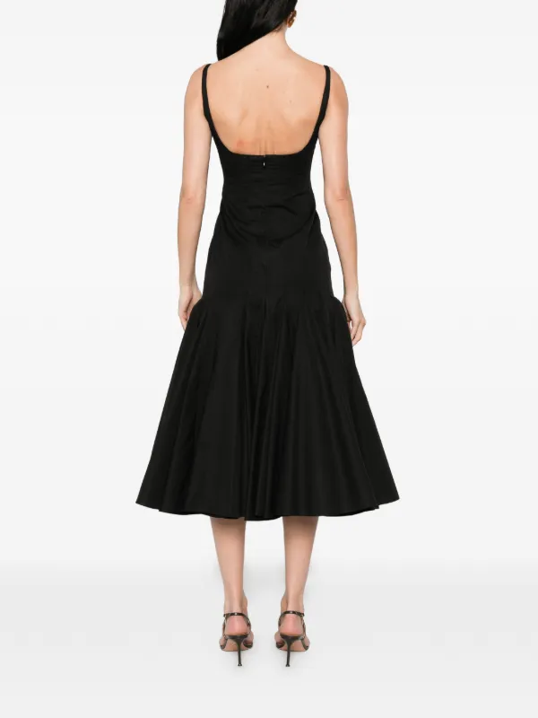 Jacquemus La Agave Pleated Midi Dress | Black | FARFETCH SG