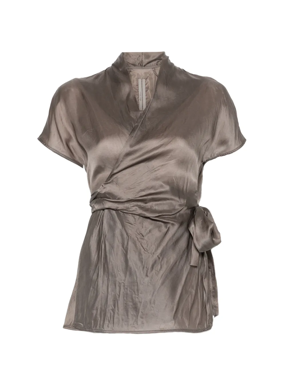 Rick Owens tie-detail short-sleeve blouse - Marrone